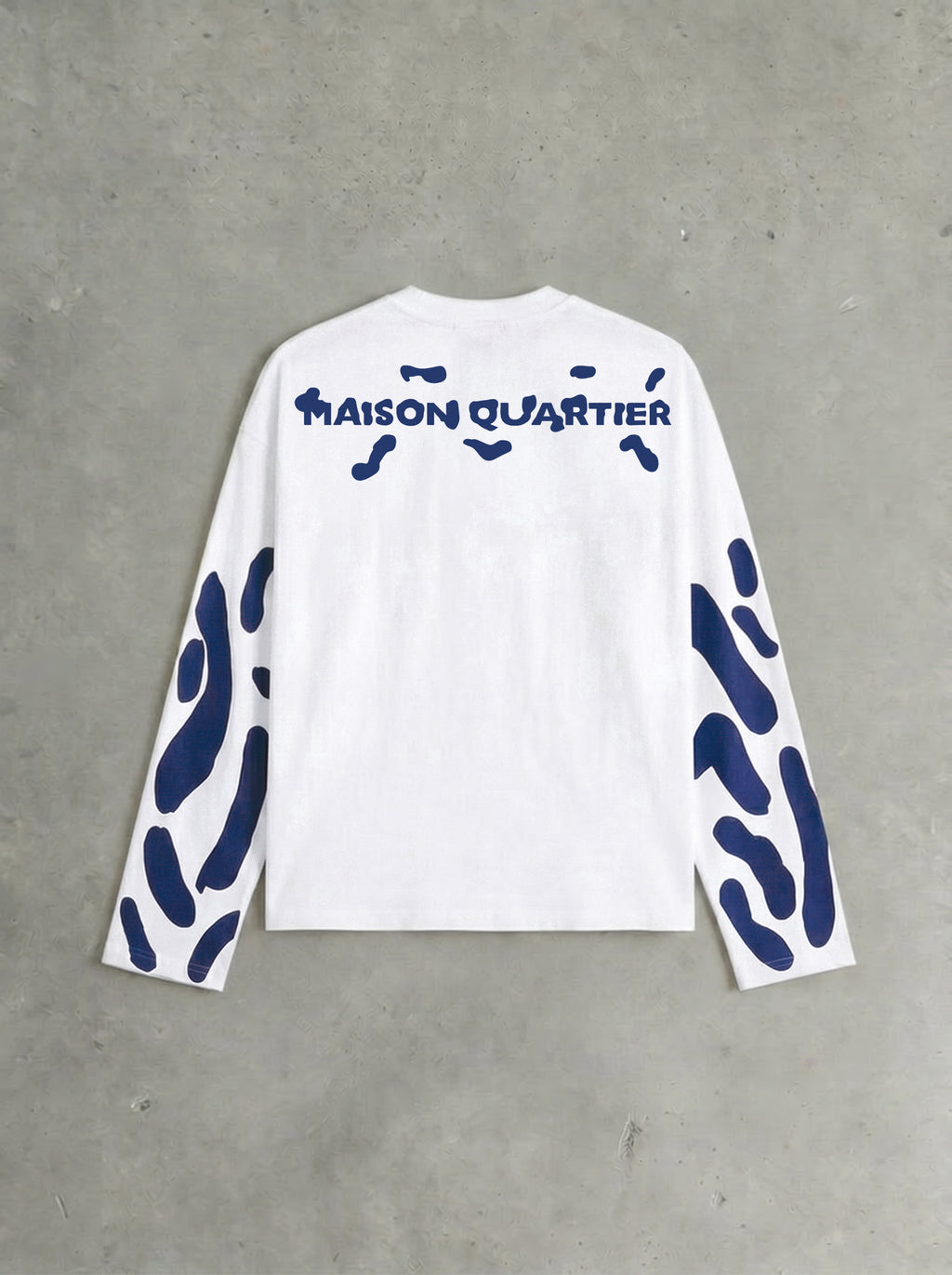 Abstract Longsleeve White Navy Blue