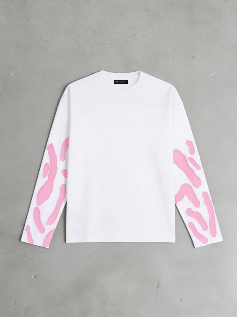 Abstract Longsleeve White Pink
