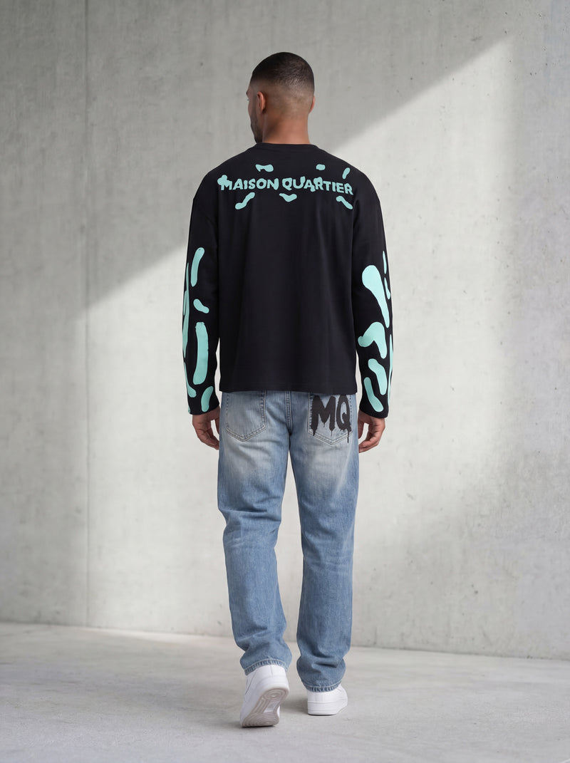 Abstract Longsleeve Black Cyan