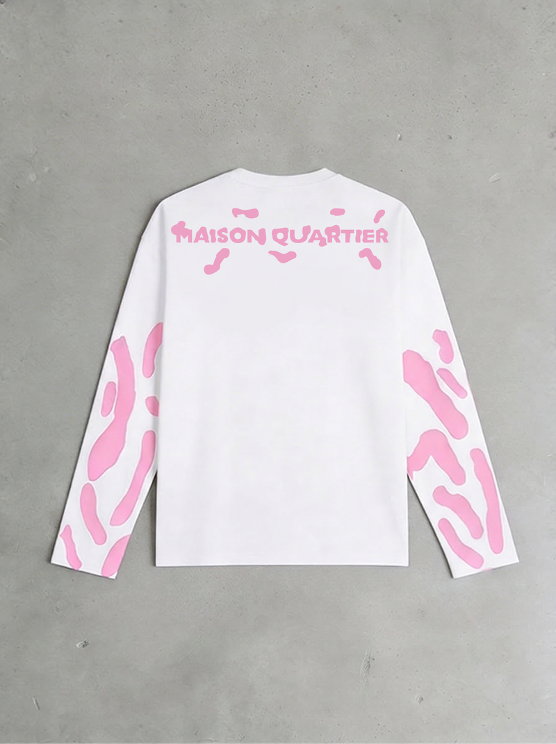 Abstract Longsleeve White Pink
