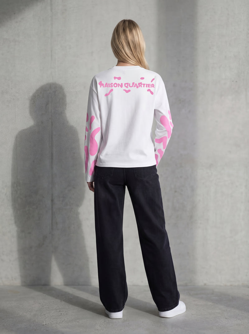 Abstract Longsleeve White Pink