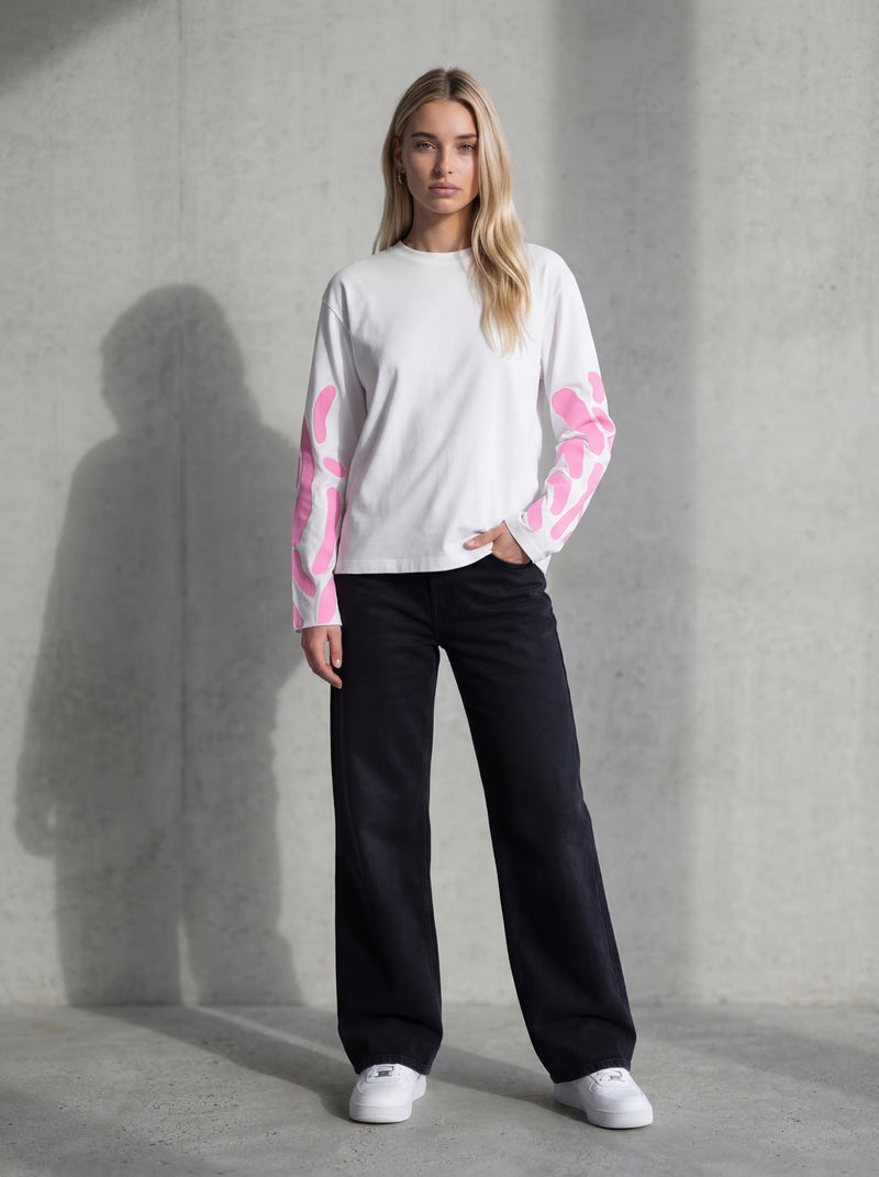 Abstract Longsleeve White Pink