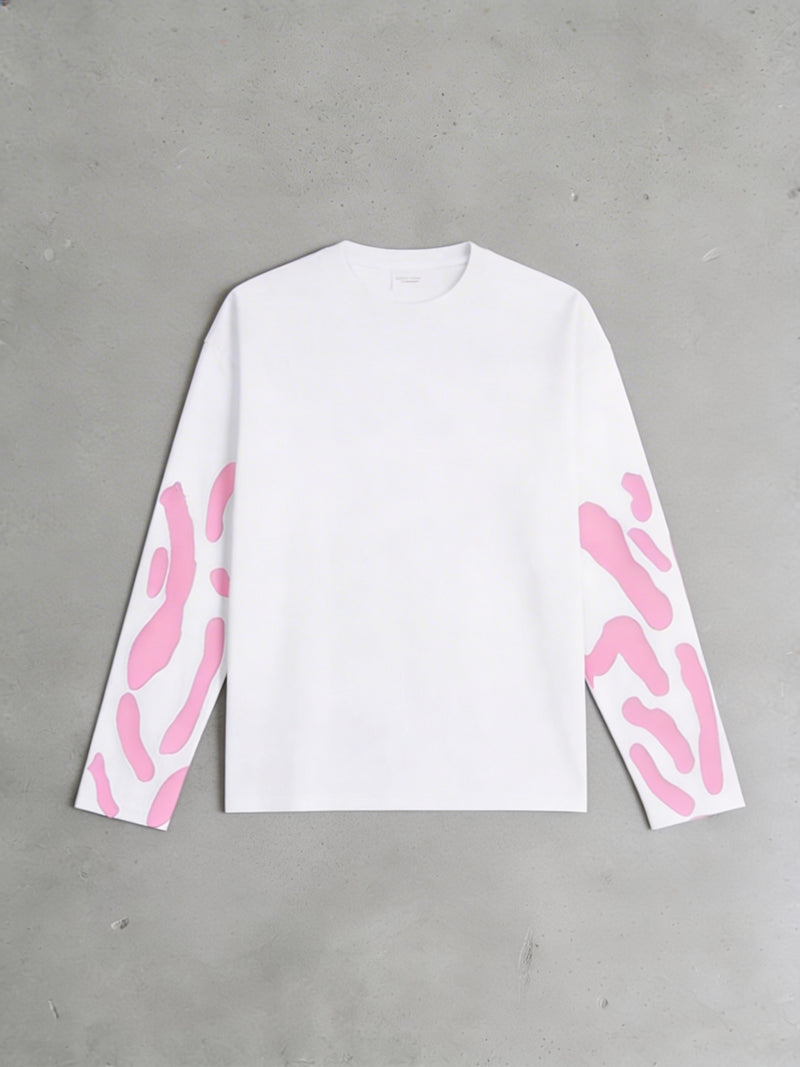 Abstract Longsleeve White Pink